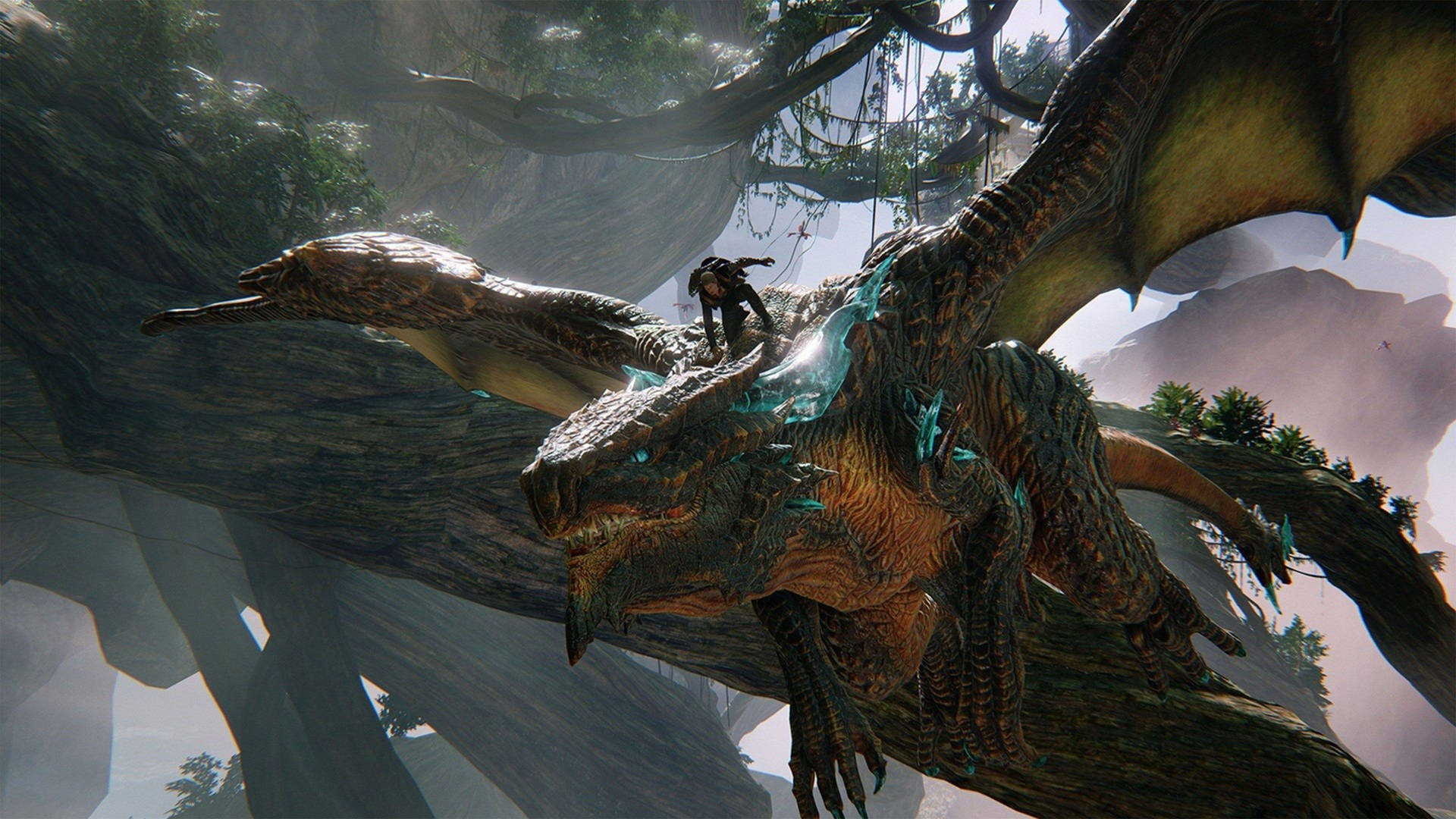 Μεγάλος σκοτεινός δράκος Scalebound να πετάει 4k ταπετσαρία.