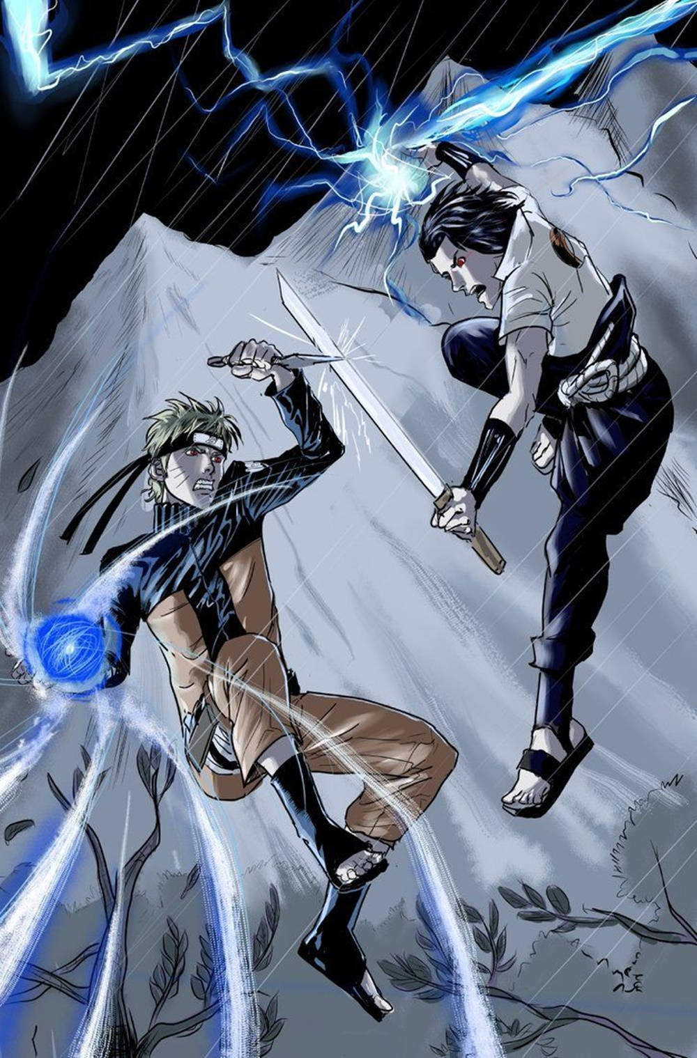 Έντονη Αναμέτρηση - Sasuke vs Naruto Ταπετσαρία iPhone Ταπετσαρία