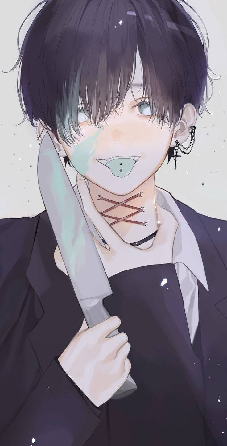 Αγόρι με Μαχαίρι Edgy Anime Profil Ταπετσαρία