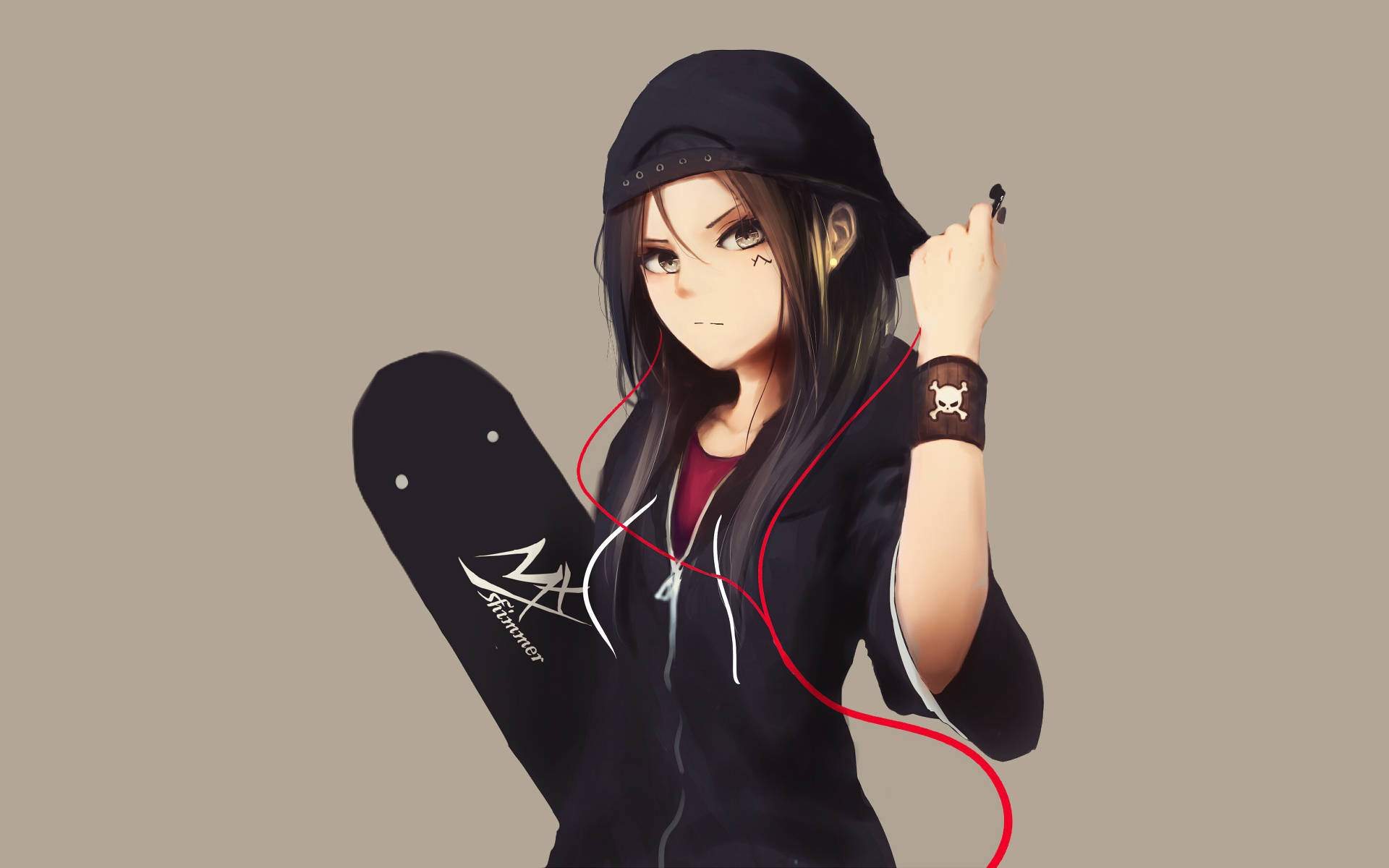 Αινιγματική Anime Κοπέλα με Hoodie Ταπετσαρία