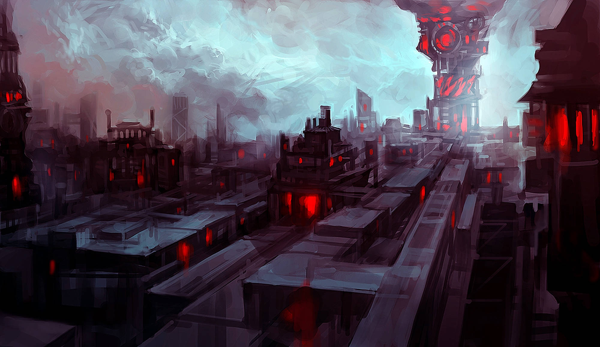 Αινιγματική Σιλουέτα της Σκοτεινής Πόλης τη Νύχτα Ταπετσαρία