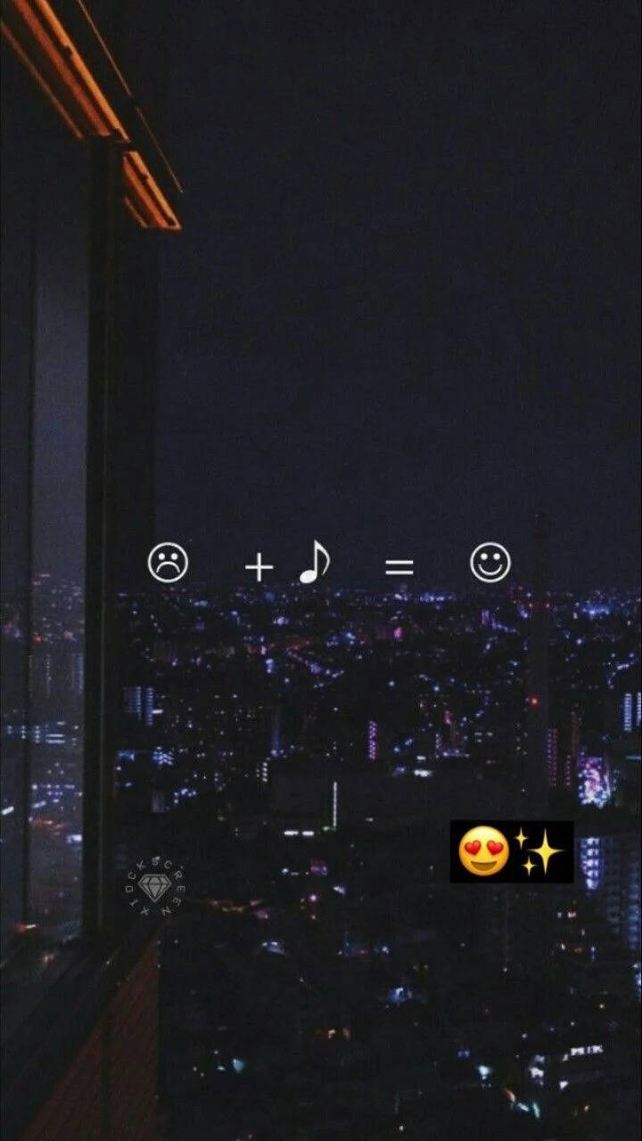 Αισθητικά Emojis Μουσικής σε Θέα Πόλης Ταπετσαρία