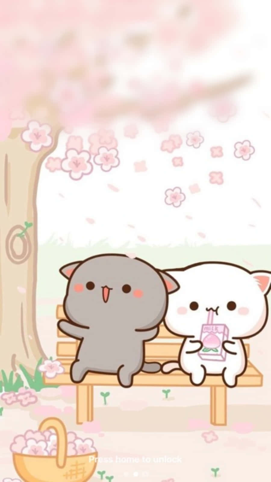 Αισθητικά Ροζ Kawaii Γατάκια στο Πάρκο Ταπετσαρία