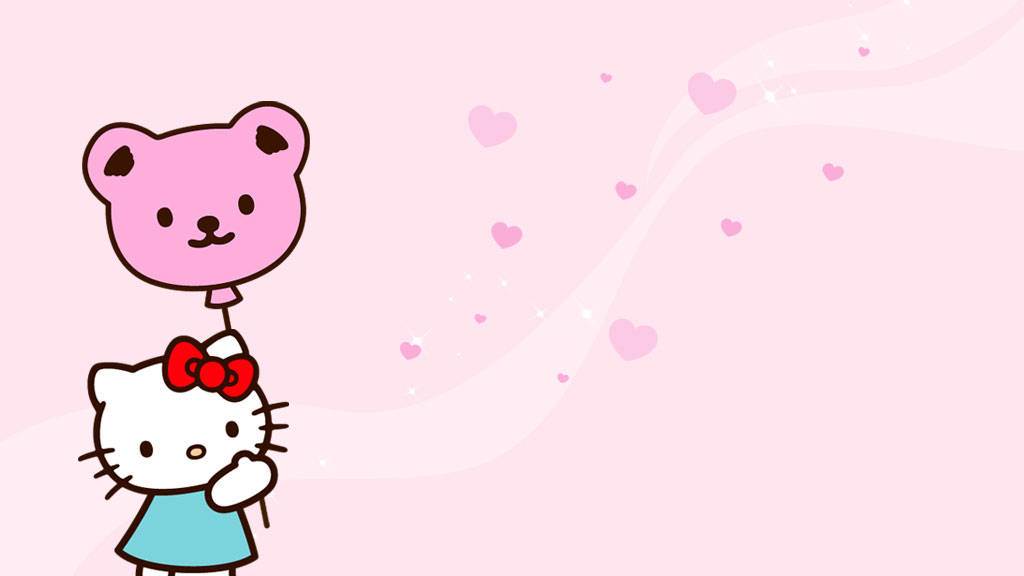 Αισθητική Hello Kitty με Αρκουδάκι Μπαλόνι Ταπετσαρία
