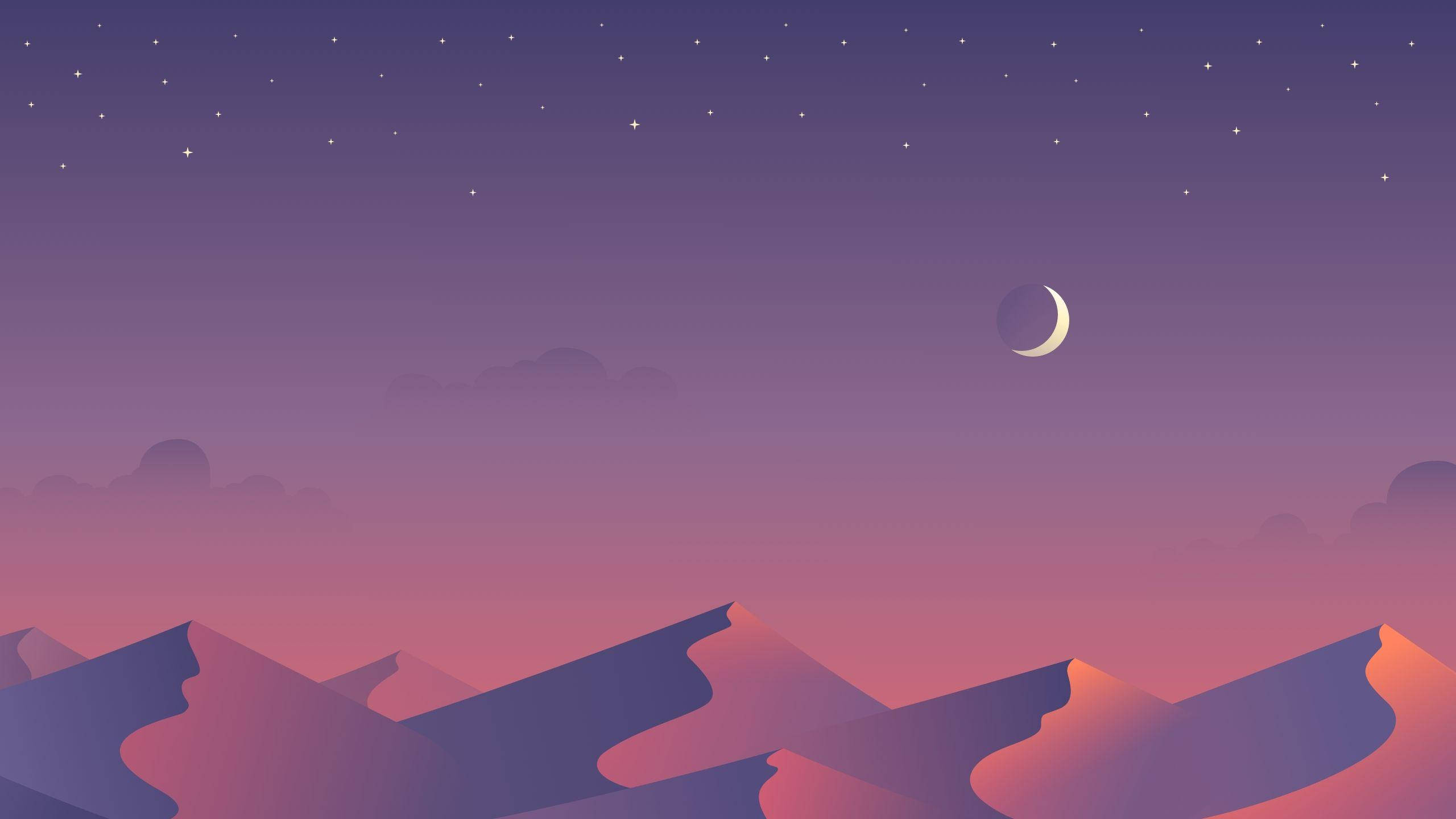 Αισθητική Indie Laptop Αμμόλοφοι Κάτω από Μισοφέγγαρο Ταπετσαρία