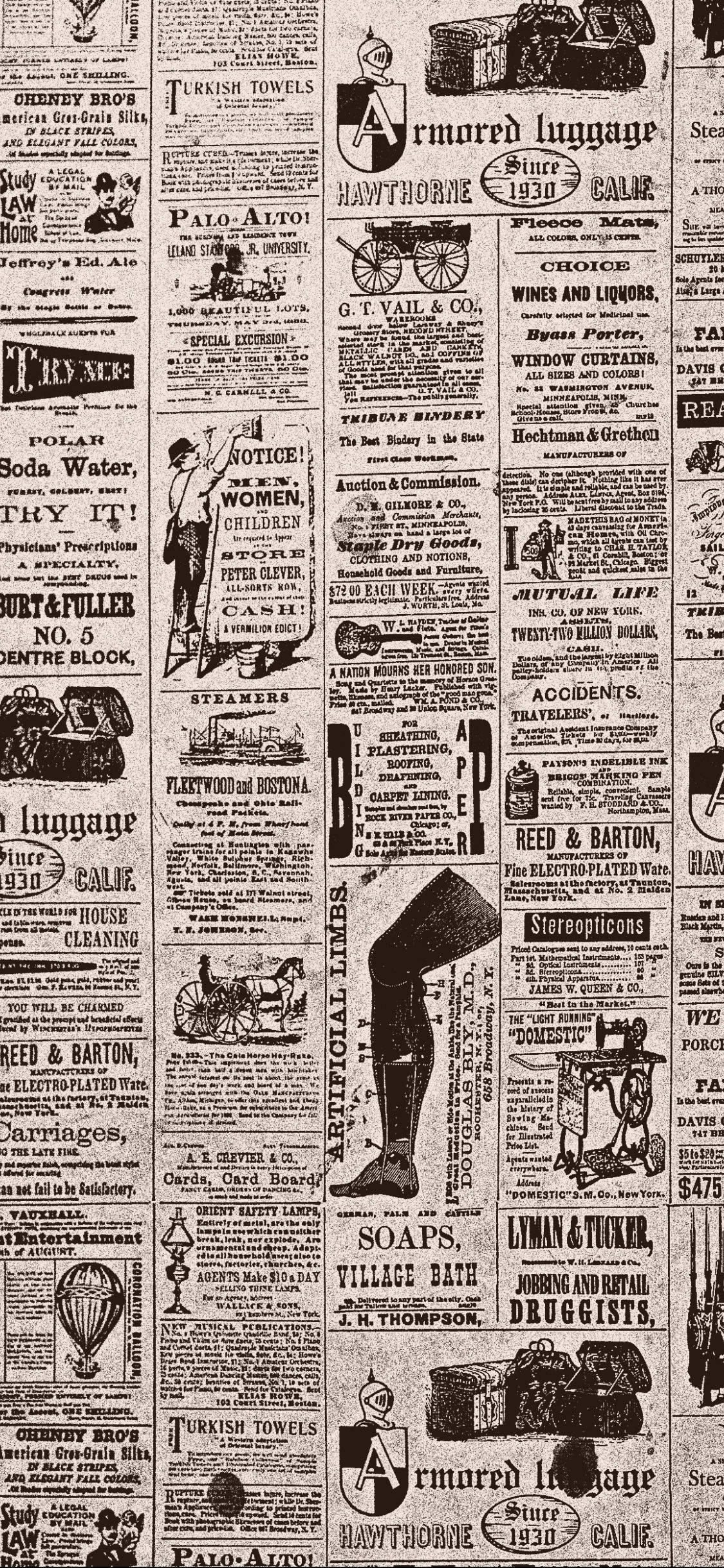 Αισθητική Vintage Εφημερίδας με Αρχαίες Διαφημίσεις Ταπετσαρία