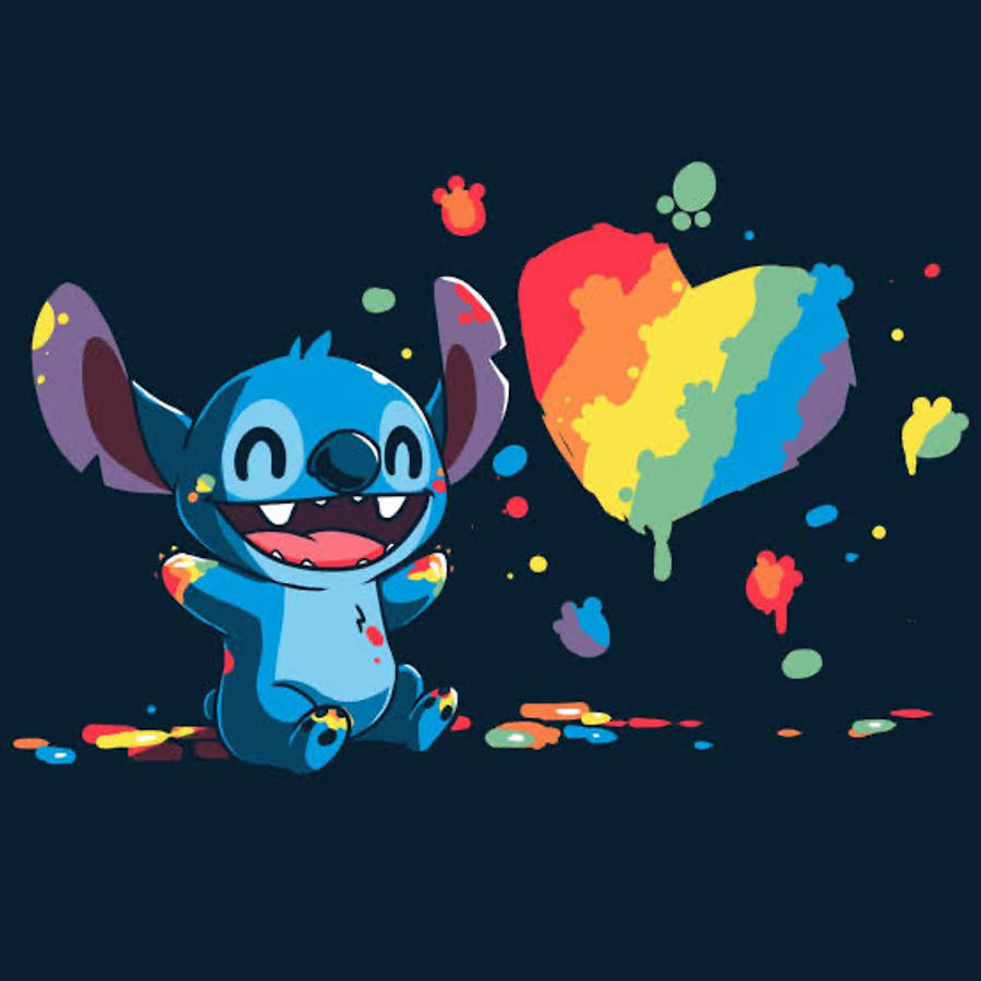 Αισθητική Ουράνιο Τόξο Καρδιά Stitch Ταπετσαρία