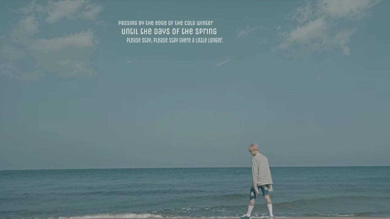 Αισθητική φωτογραφία του Jimin των BTS στην παραλία Ταπετσαρία