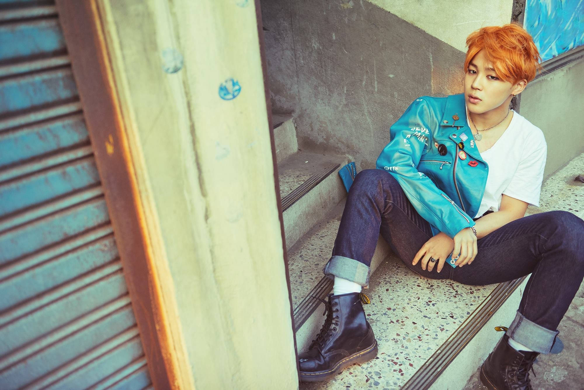 Αισθητική Φωτογραφία BTS Jimin με Πορτοκαλί Μαλλιά Ταπετσαρία