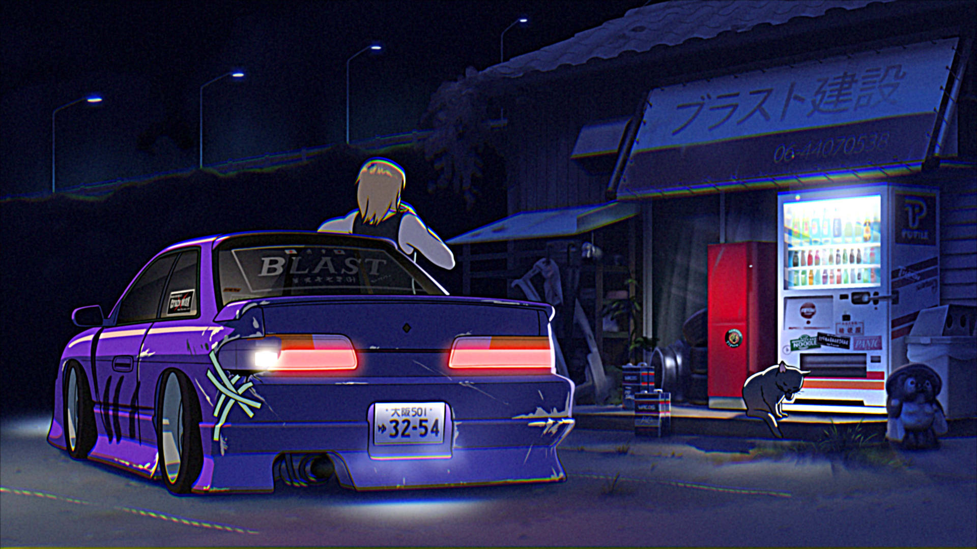 Αισθητικό 4K Μηχάνημα Αυτοκινήτων — Anime aesthetic GIF Ταπετσαρία