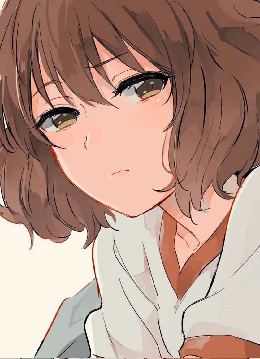 Αισθητικό Anime Κορίτσι με Καστανά Μαλλιά — Καφέ αισθητική GIF Ταπετσαρία