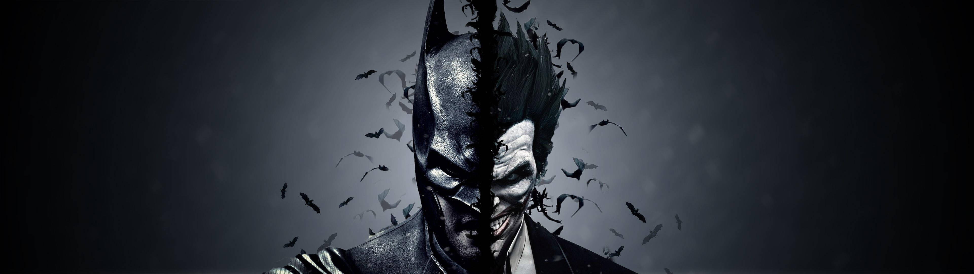 Ο Batman και ο Joker ως ένα σε γκρι ταπετσαρία διπλής οθόνης — Δύο οθόνες GIF Ταπετσαρία