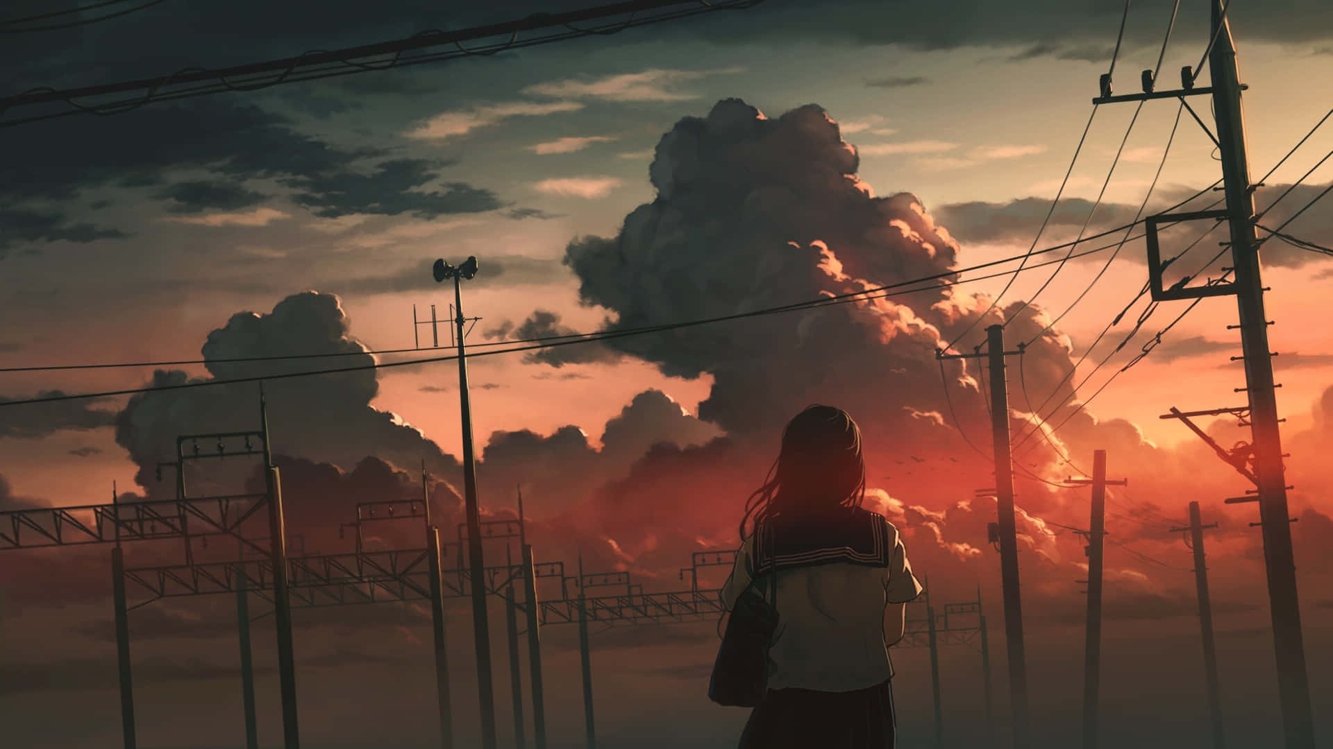 Ηλιοβασίλεμα ανιμέ — Anime τοπίο GIF Ταπετσαρία