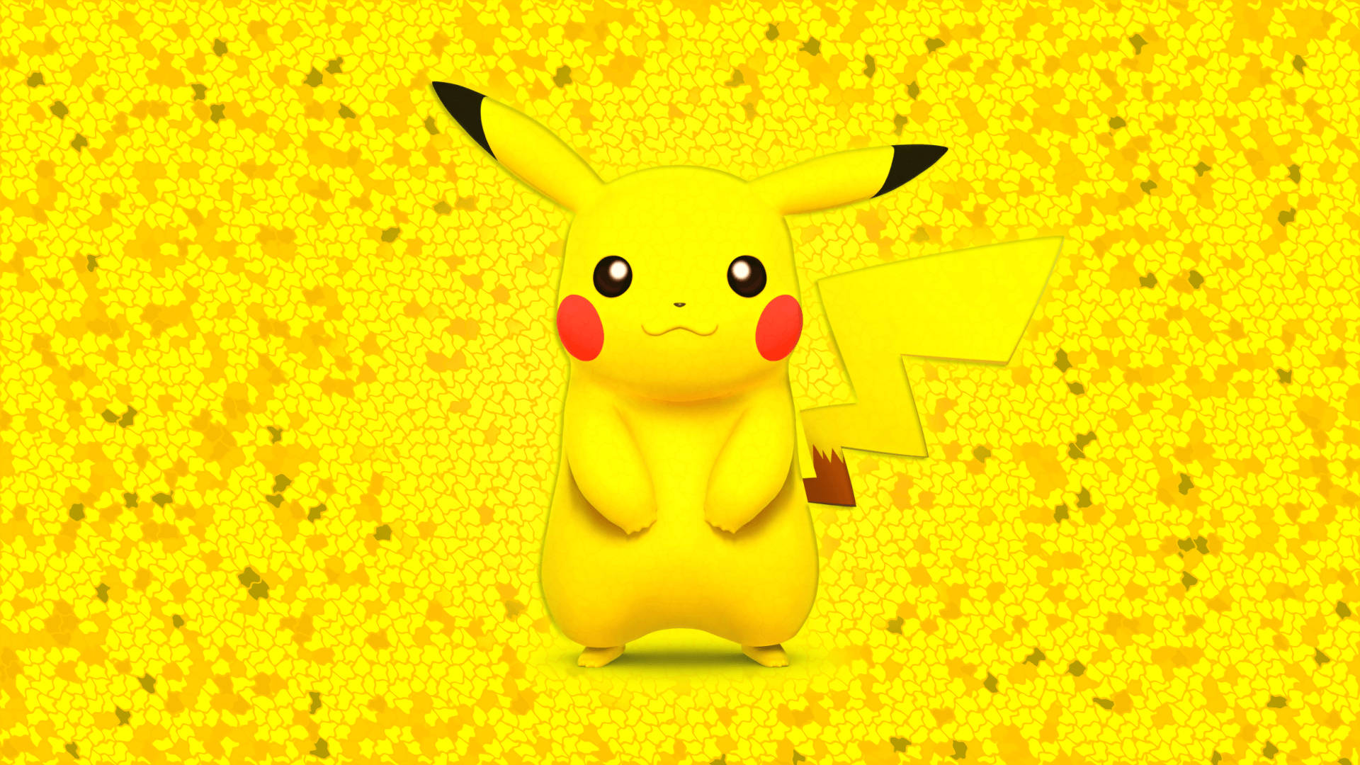 Ταπετσαρία του Pikachu με φόντο κίτρινες νιφάδες κολάζ. — Pikachu Ταπετσαρία