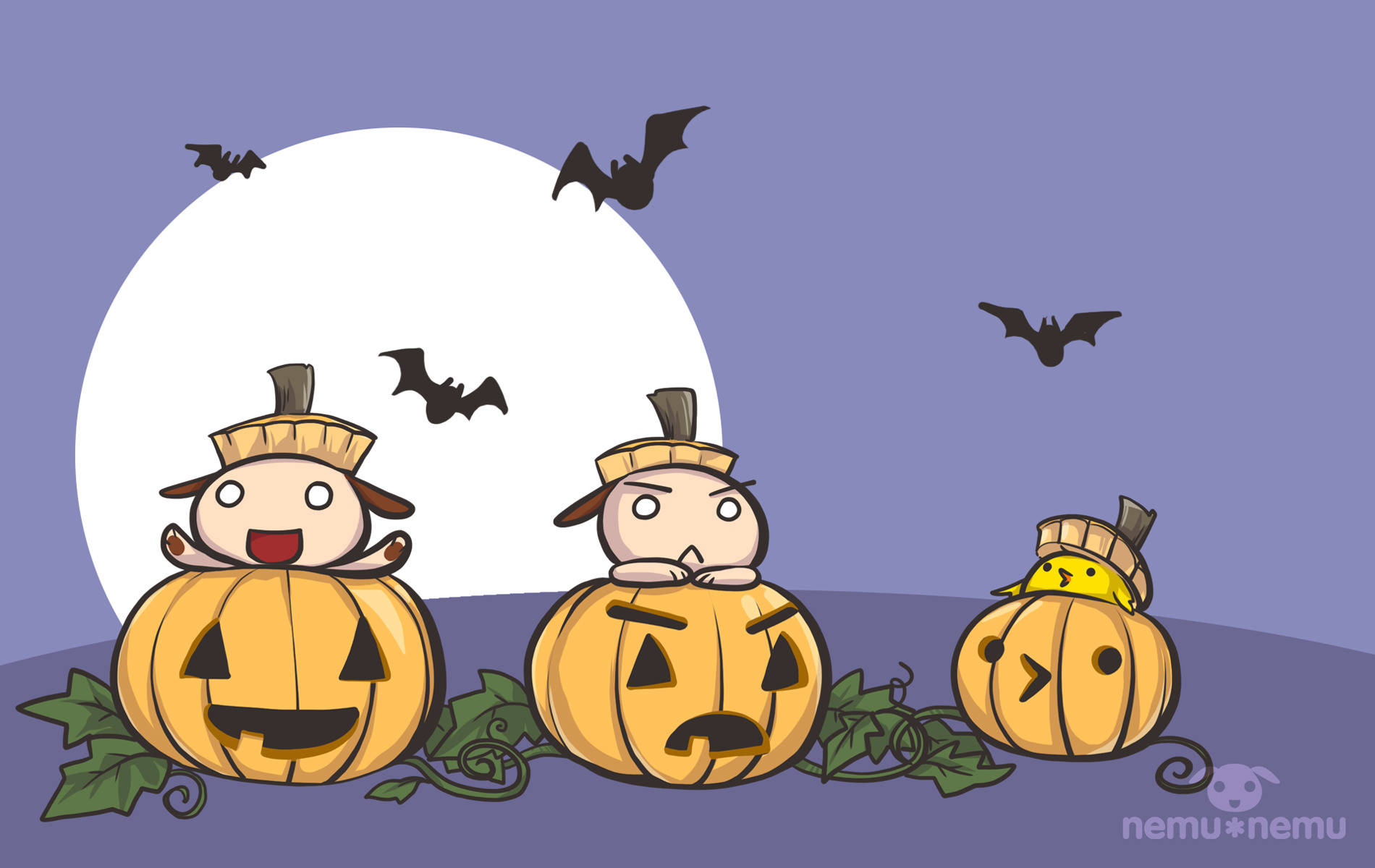 Αξιολάτρευτα Ζωάκια του Halloween σε Κολοκύθες Ταπετσαρία
