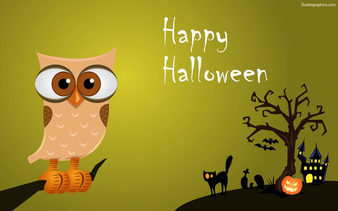 Αξιολάτρευτη Κουκουβάγια Halloween Ταπετσαρία