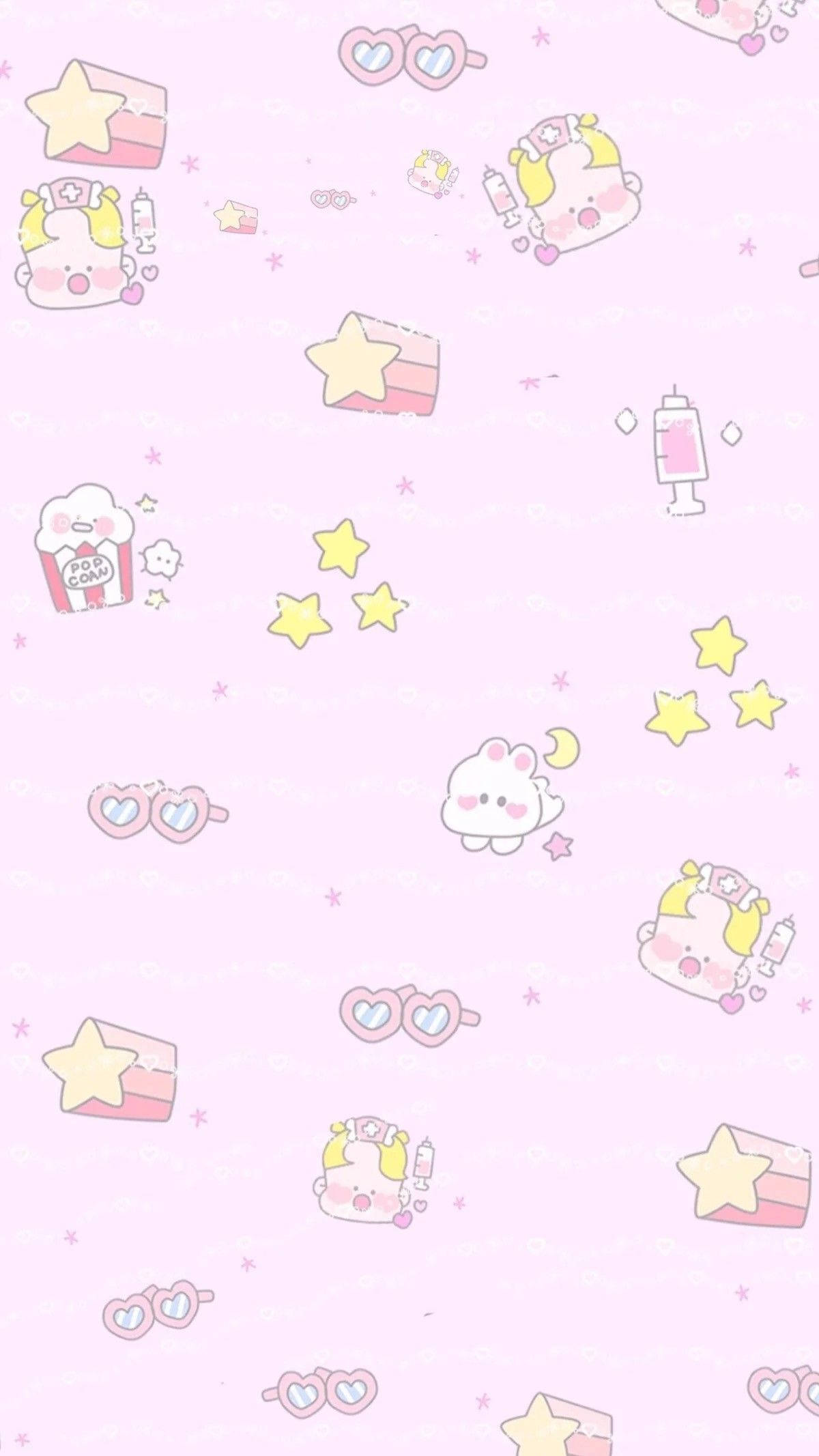 Αξιολάτρευτη Ροζ Kawaii Ταπετσαρία iPad Ταπετσαρία
