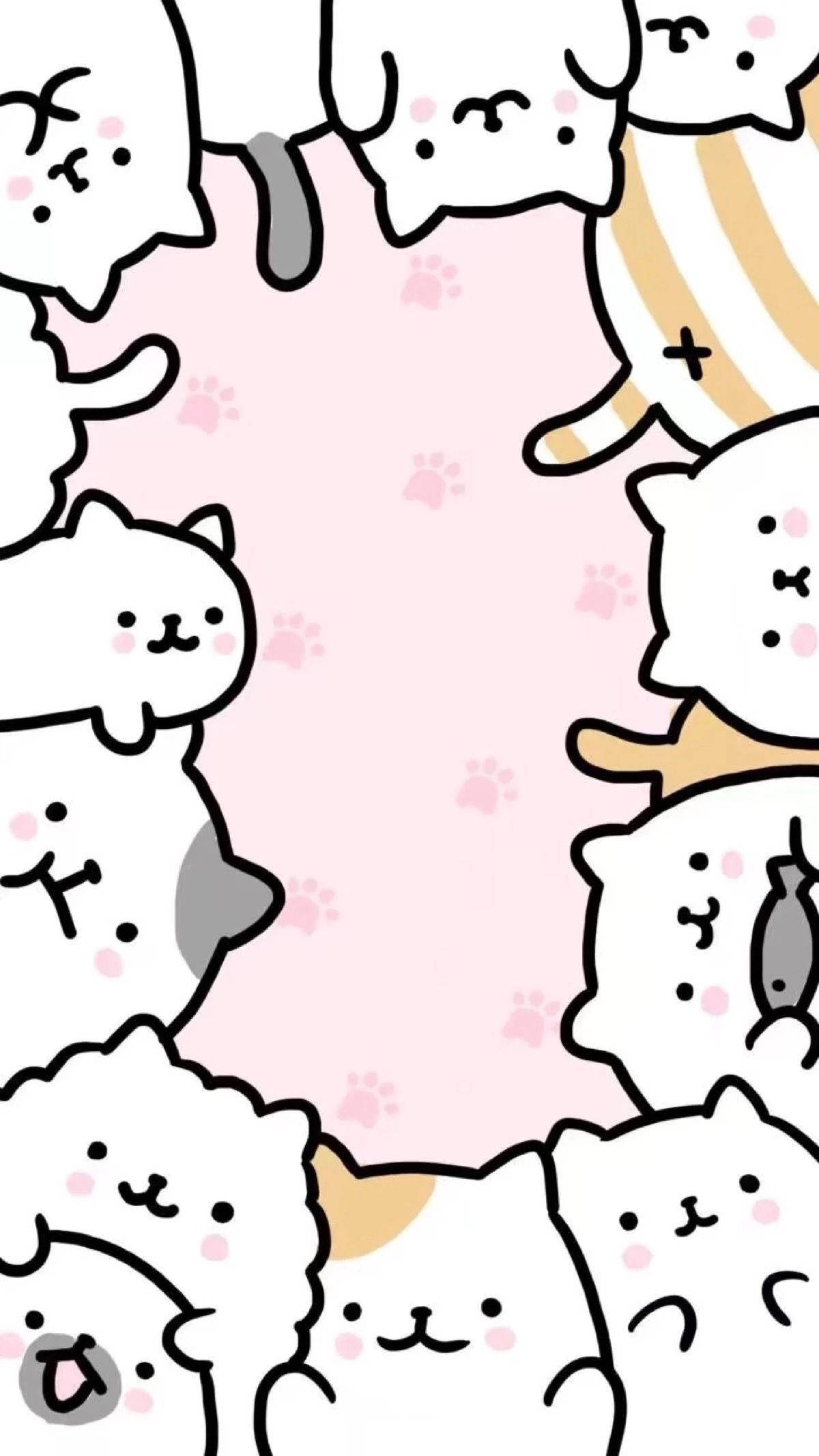 Αξιολάτρευτο Πλαίσιο Γατών σε Kawaii iPad Ταπετσαρία