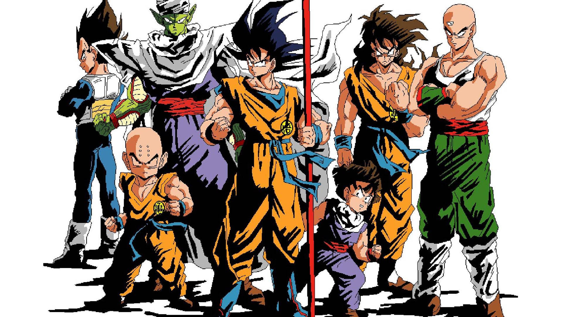 Dragon Ball San Goku super broly με Vegeta, Piccolo και Gohan, Super saiyans χαρακτήρας anime. — Dragon ball super GIF Ταπετσαρία