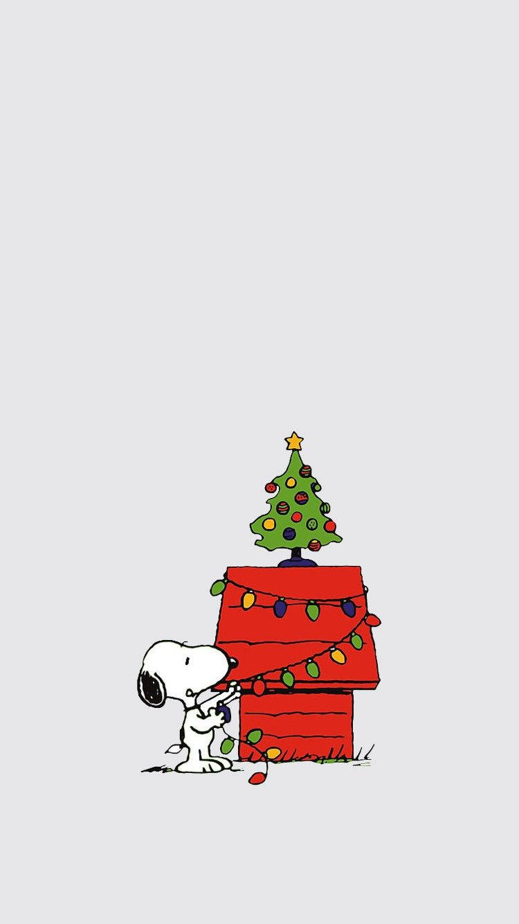 Απλό Χαριτωμένο Χριστουγεννιάτικο iPhone Snoopy Ταπετσαρία