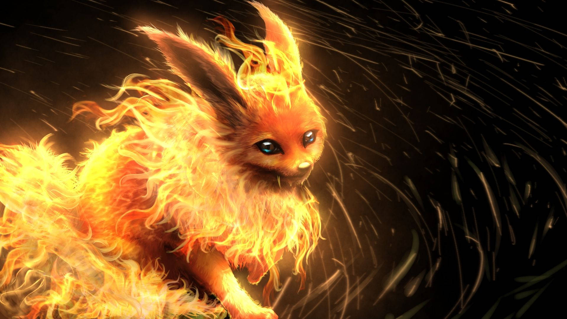 Ταπετσαρία με πραγματικό Pokémon Flareon με φλογερή γούνα. — Pokemon Ταπετσαρία