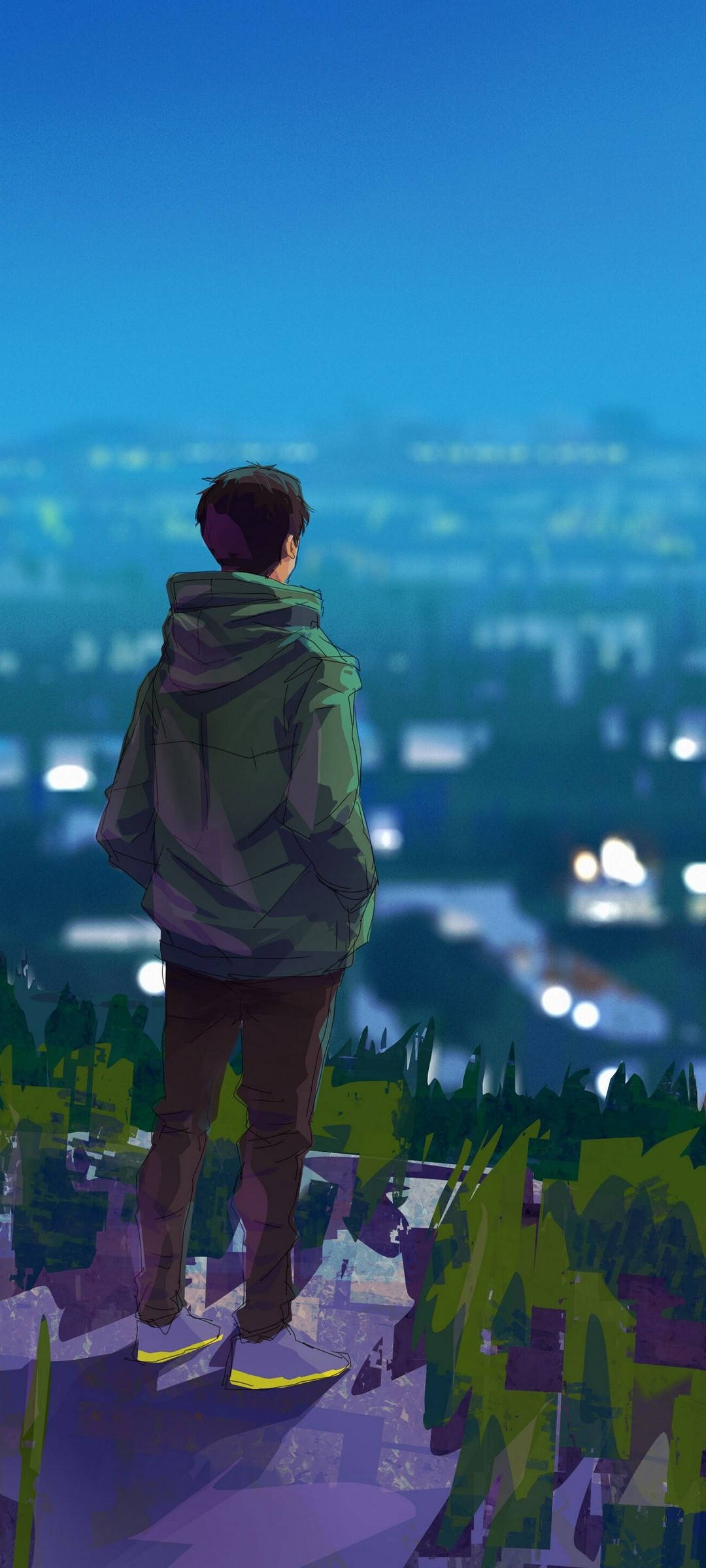 Απορροφημένος χαρακτήρας anime σε οθόνη Oneplus 9R Ταπετσαρία