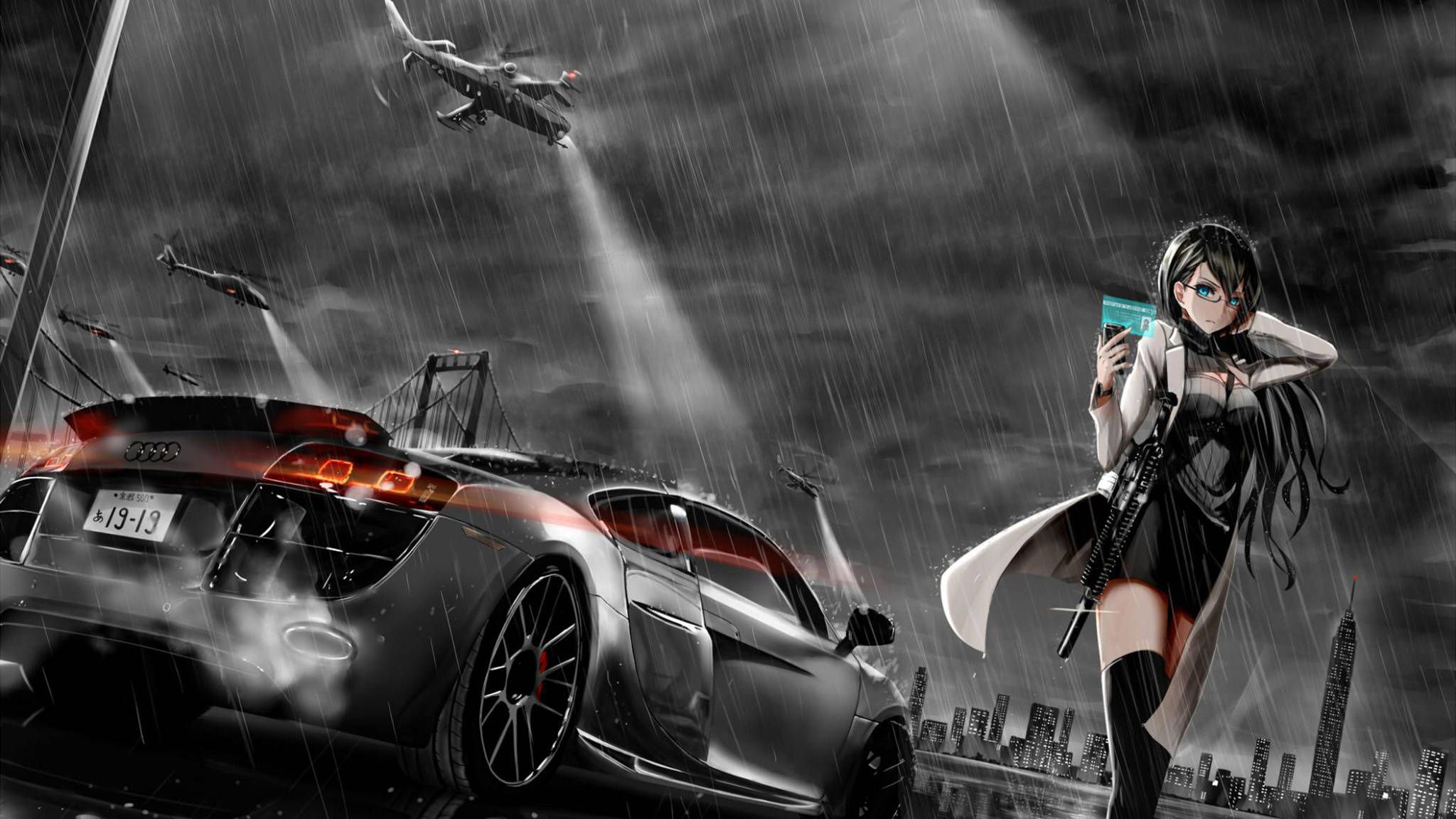 Ασημένιο Anime Αυτοκίνητο Audi R8 Ταπετσαρία