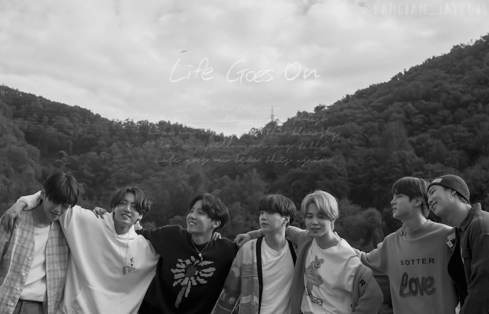 Ασπρόμαυρο BTS Life Goes On — Bts Ταπετσαρία