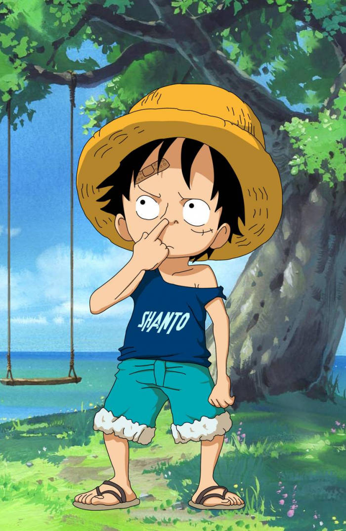 Αστεία Πόζα του Luffy στην Παραλία Ταπετσαρία