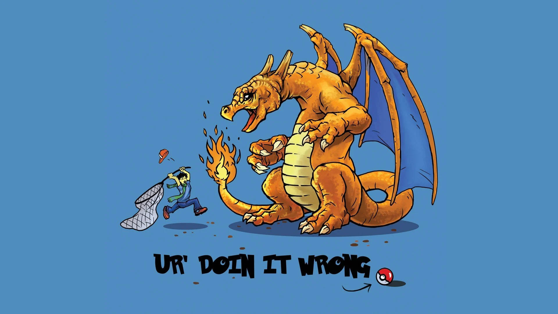 Αστείο Anime Pokemon Πιάνει Charizard Ταπετσαρία