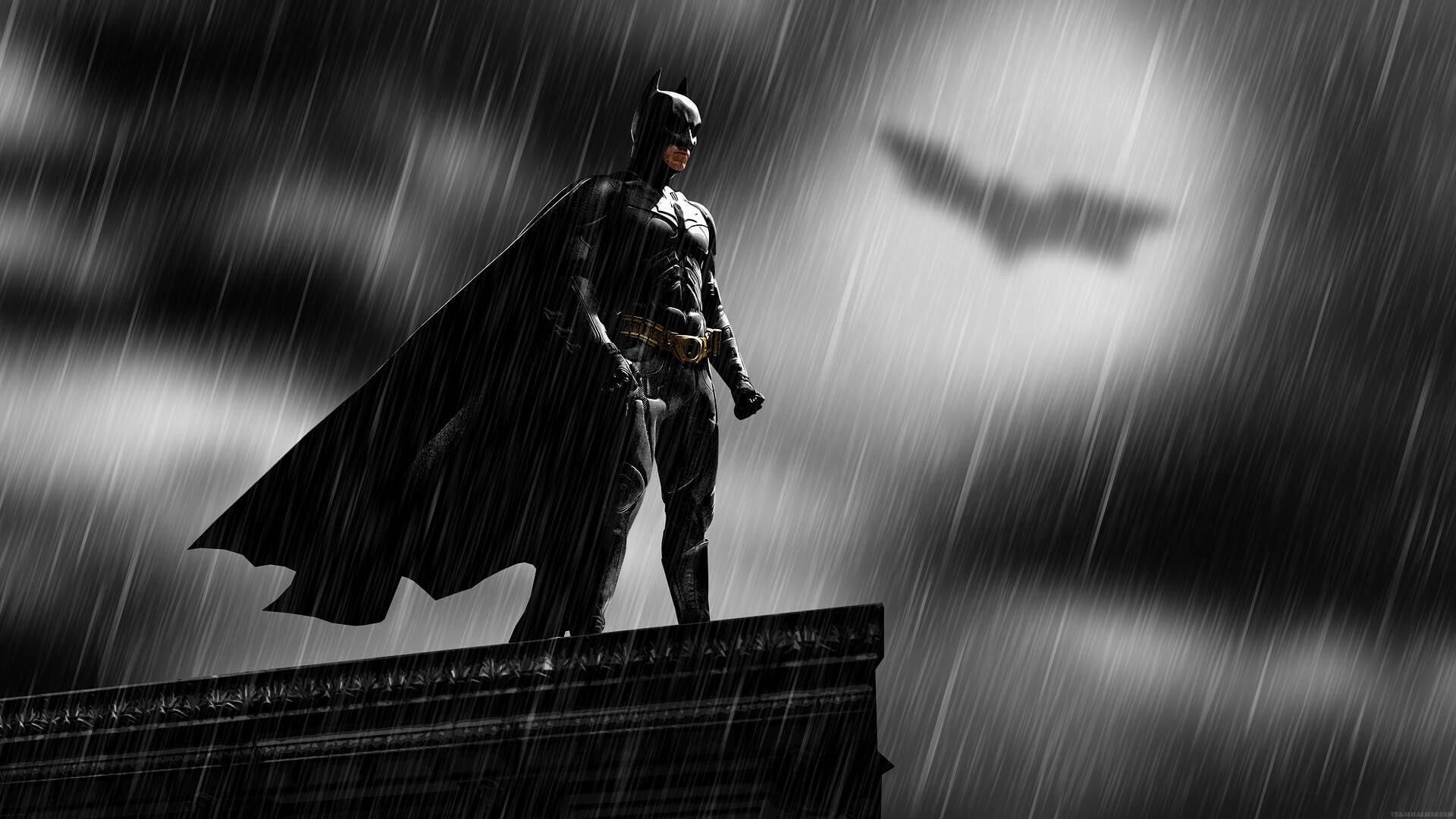 Ταπετσαρία αφίσας Batman σε βροχερή νύχτα — Batman Ταπετσαρία