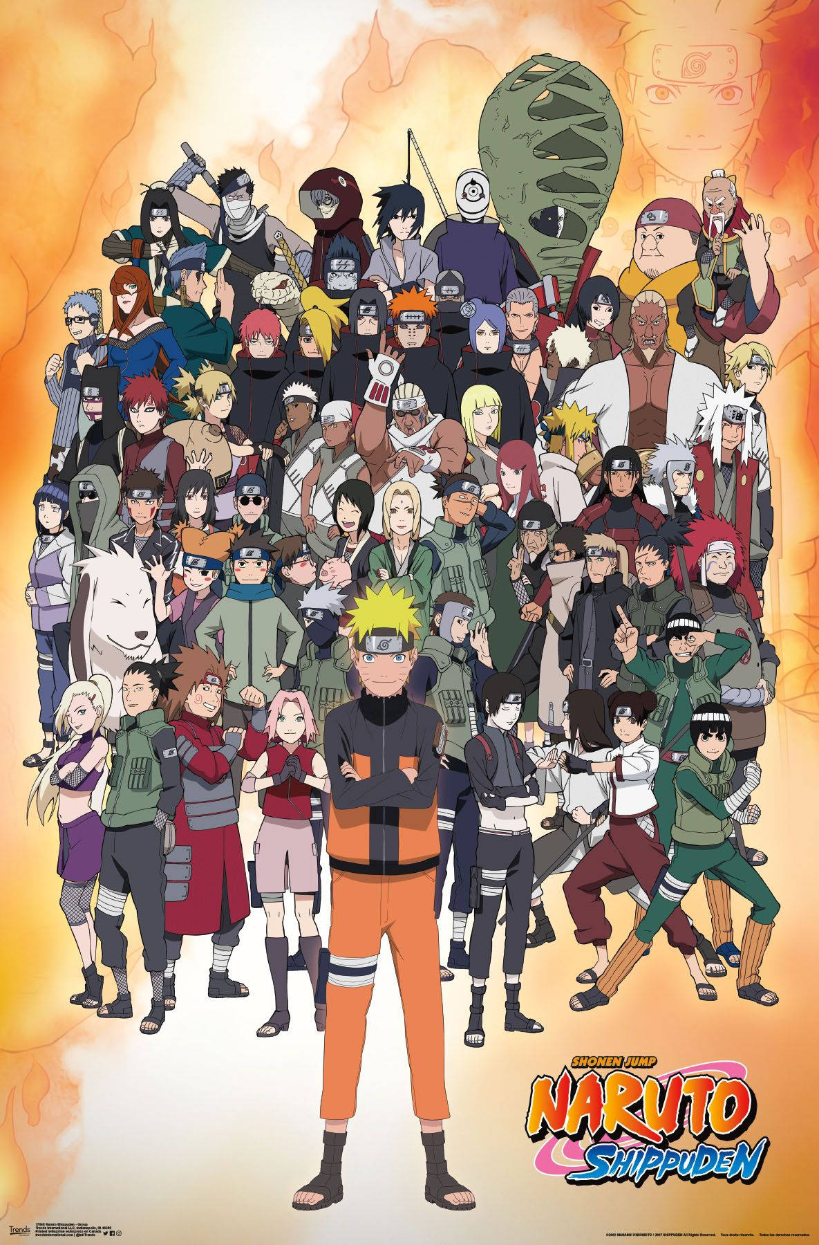 Αφίσα Naruto Shippuden με Όλους τους Χαρακτήρες σε Φλογερό Φόντο Ταπετσαρία