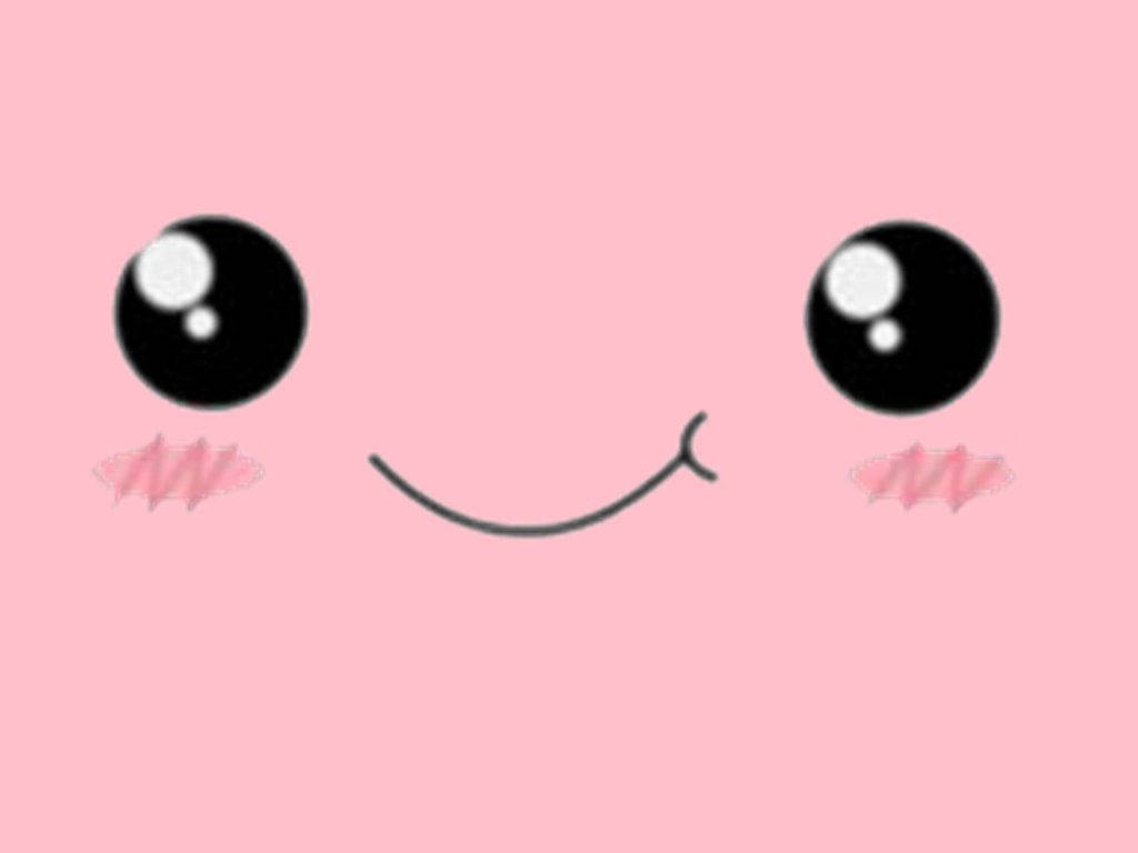 Χαριτωμένο ροζ πρόσωπο kawaii ταπετσαρία.