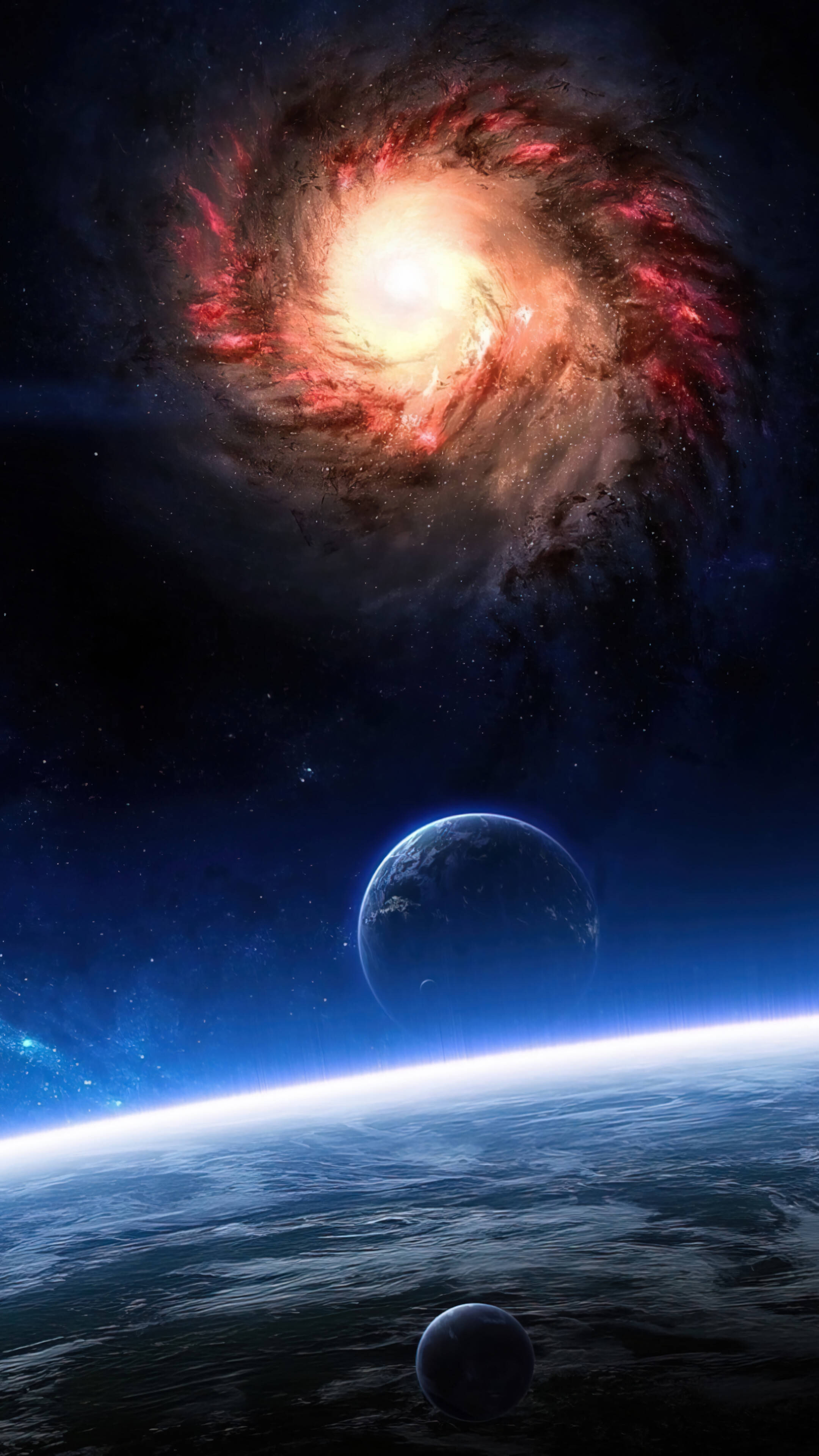 Γαλαξίας με Πλανήτες στο Διάστημα 4K για Κινητό Ταπετσαρία