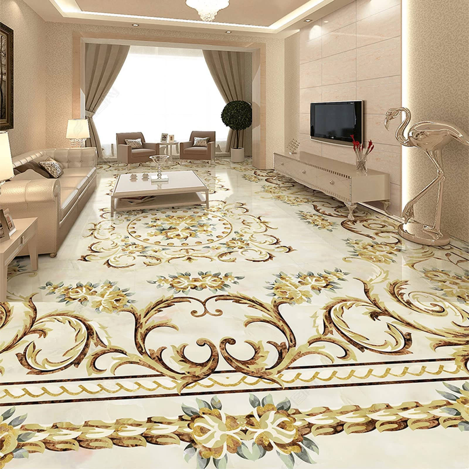 Γαλλικού Στυλ Χρυσά Πλακάκια Δαπέδου Ταπετσαρία