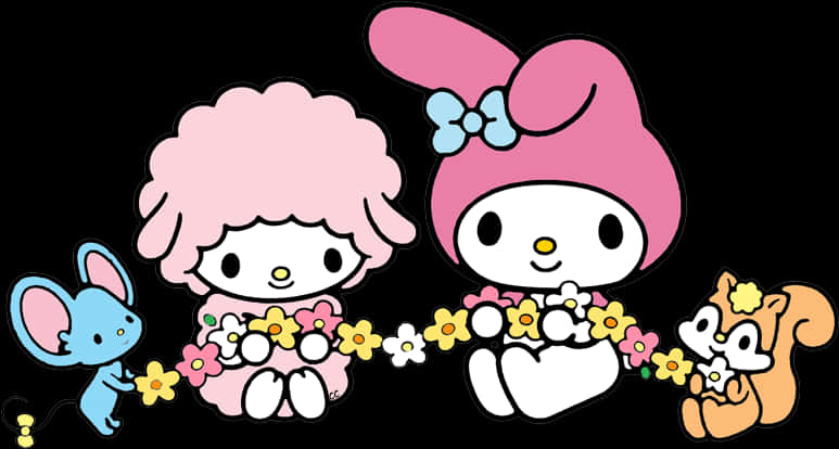 Γιρλάντα λουλουδιών My Melody και φίλοι Ταπετσαρία