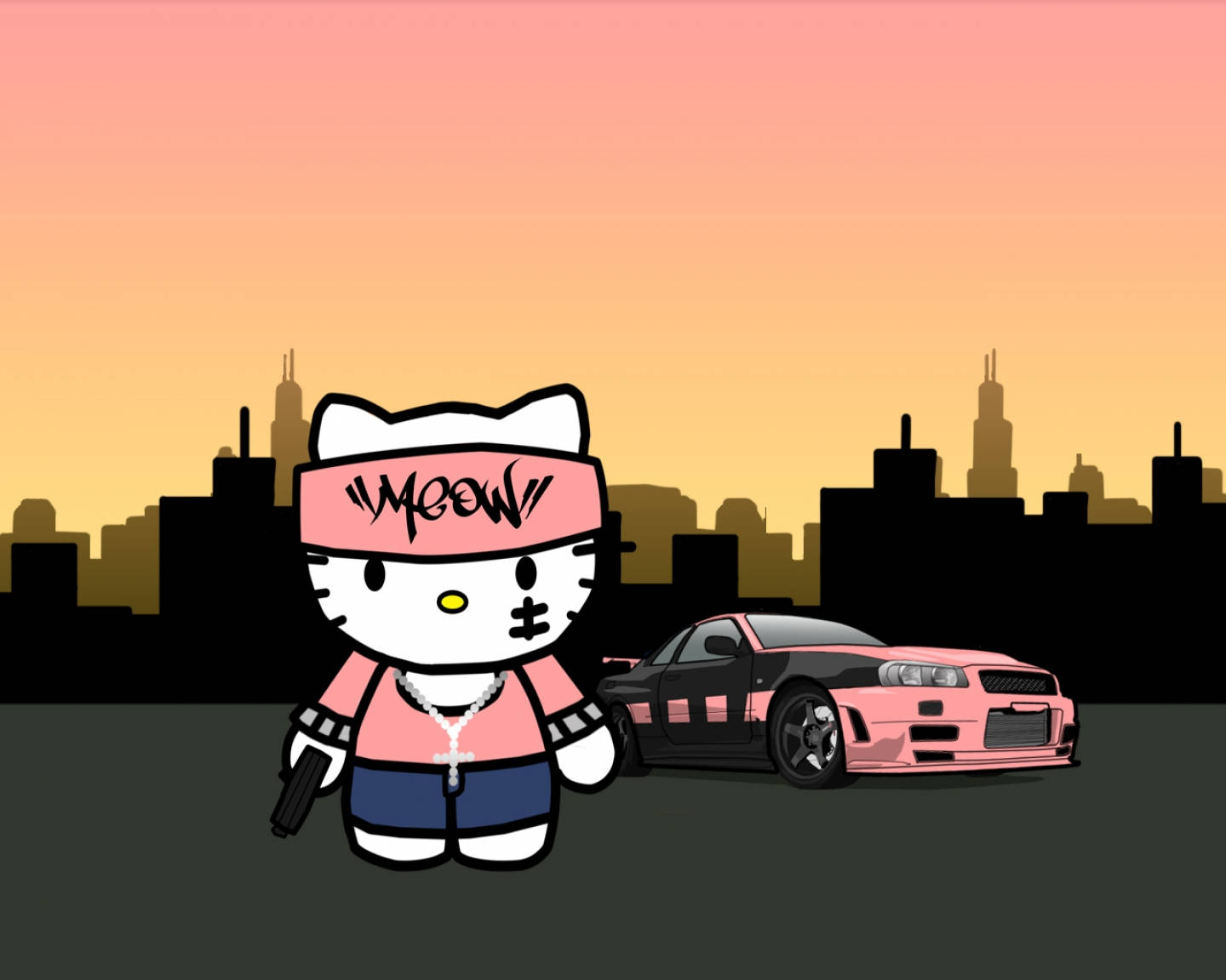 Γκάνγκστερ Αισθητική Hello Kitty Ταπετσαρία