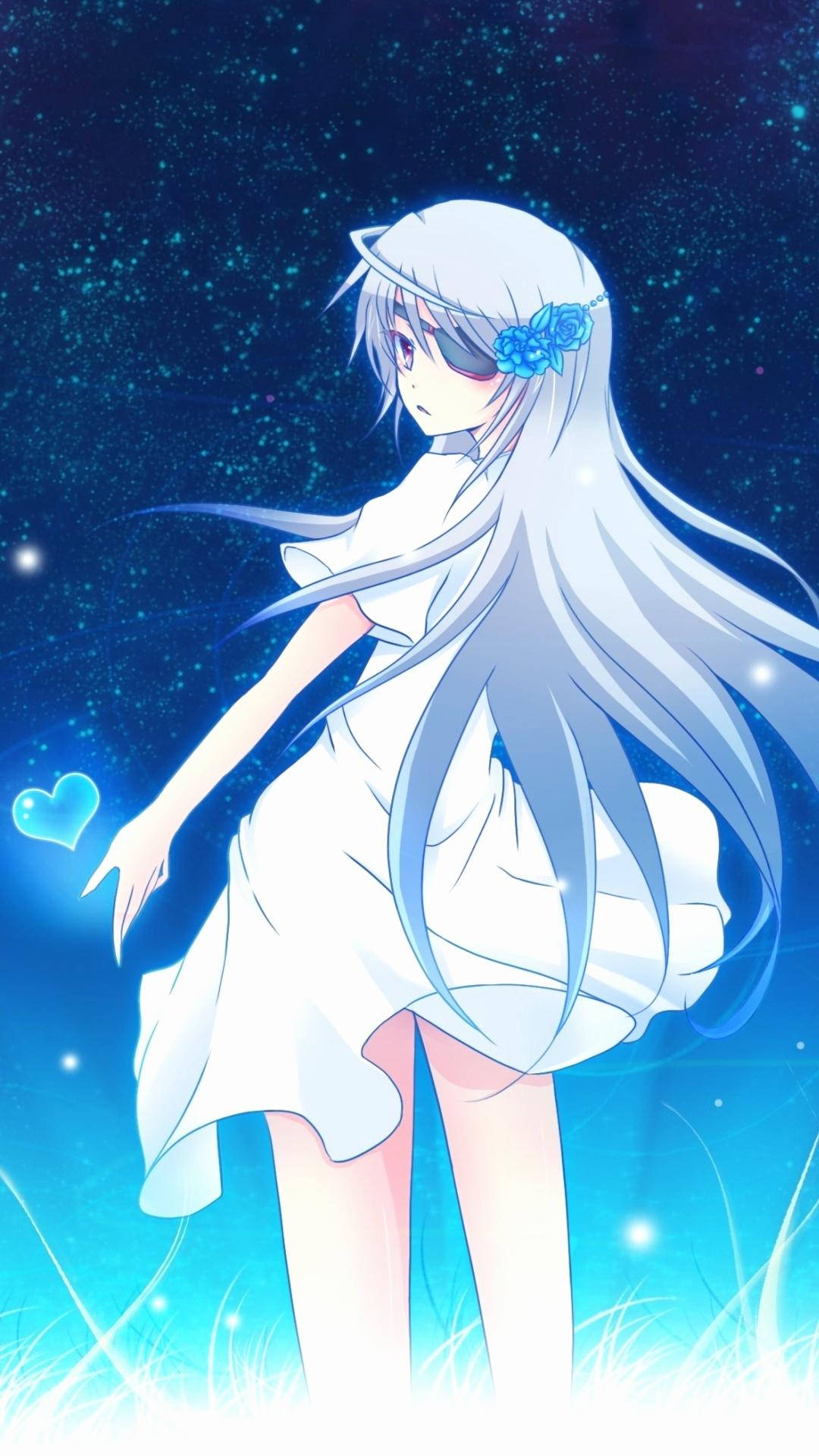 Γλυκιά Anime Φωτογραφία Προφίλ Μπλε Κυρία Ταπετσαρία