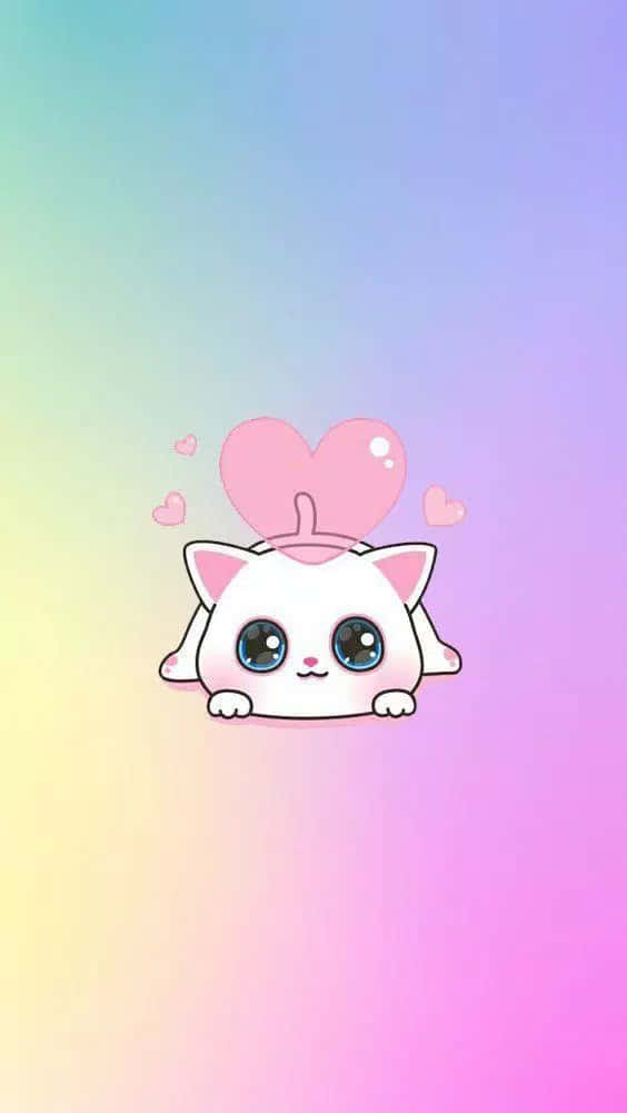 Γλυκιά Kawaii Αξιαγάπητη Γάτα Καρτούν Ταπετσαρία