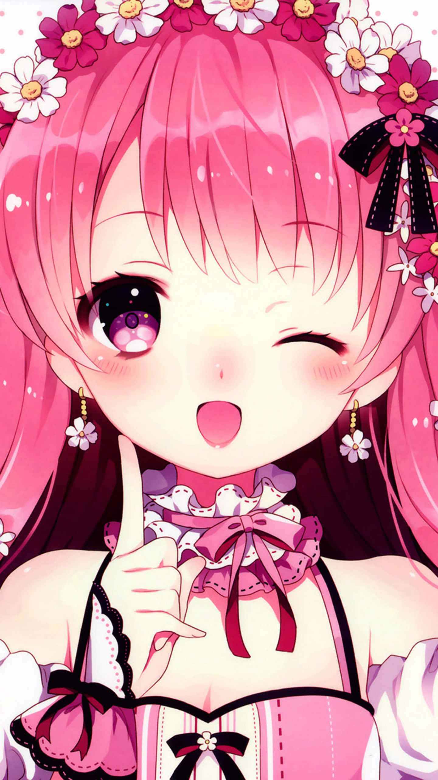Γλυκιά Κοριτσίστικη Anime με Ροζ Μαλλιά Ταπετσαρία