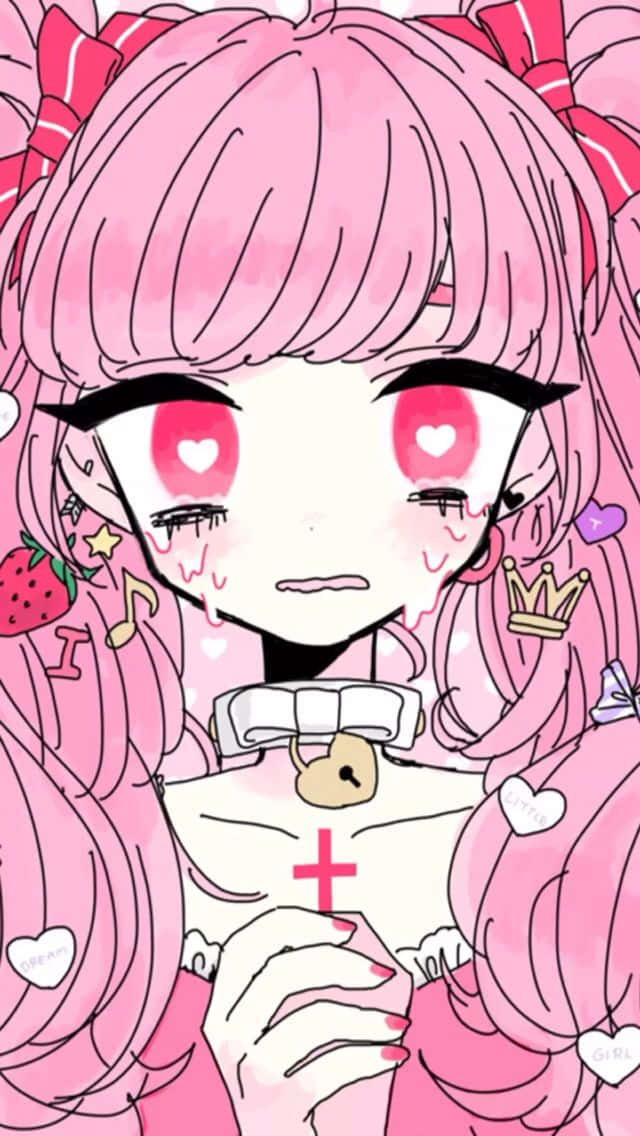 Γλυκιά Παστέλ Goth Anime Κοπέλα Προσεύχεται Ταπετσαρία
