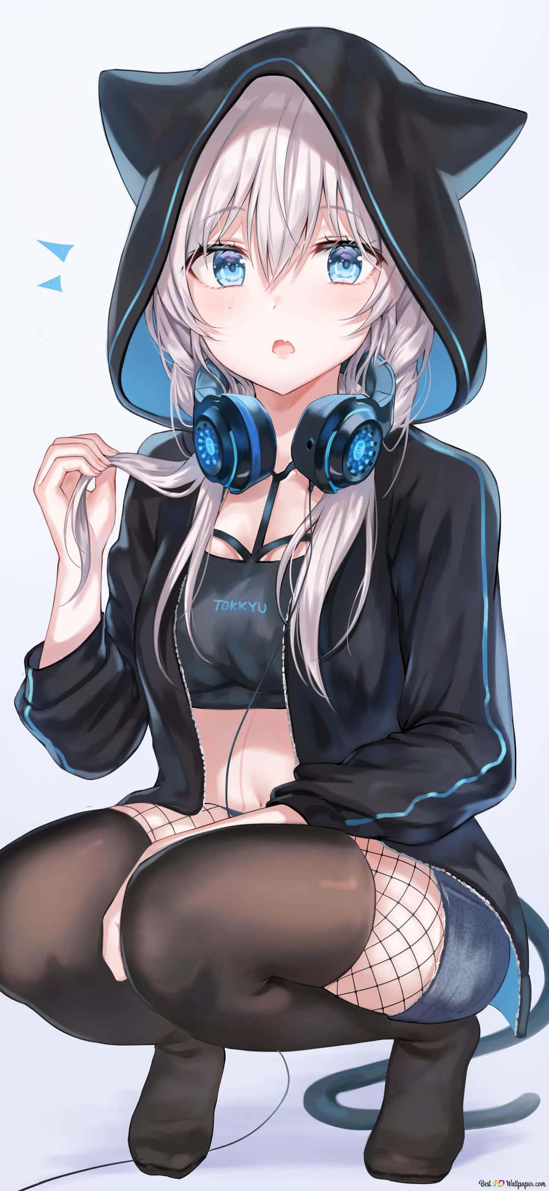 Γλυκό κορίτσι anime με ακουστικά Ταπετσαρία