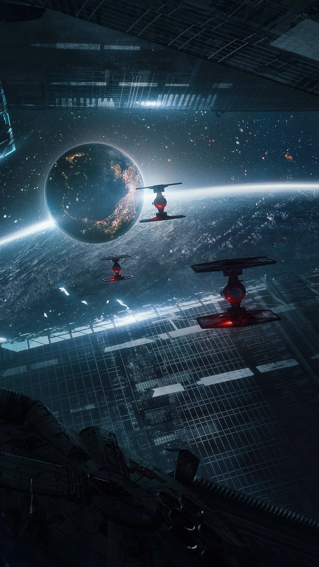 Διαστημικά Tie Fighters 4k για Κινητό — Εξωτερικό διάστημα GIF Ταπετσαρία