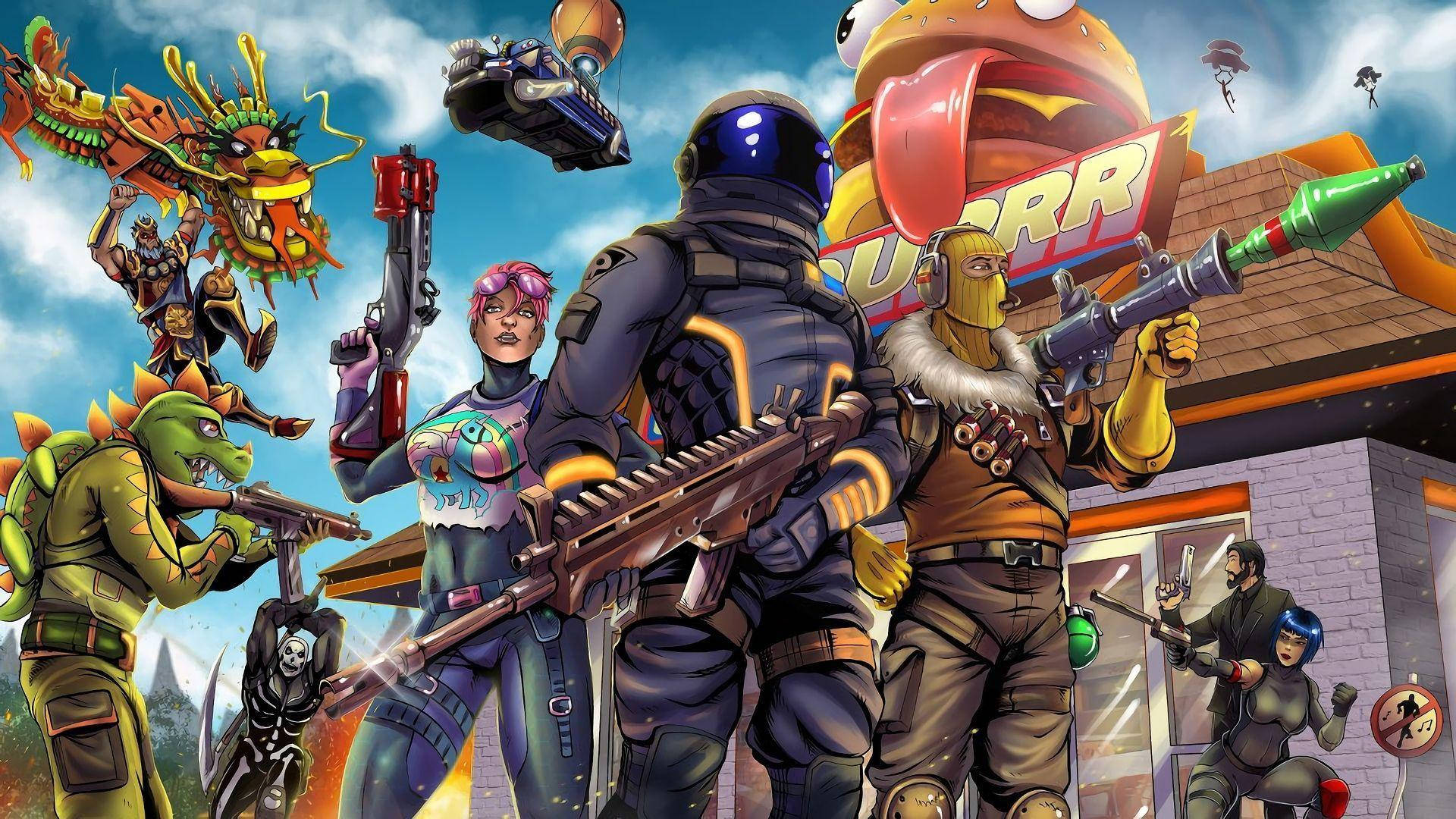 Δροσερό Καρτούν Φόντο Fortnite Ταπετσαρία
