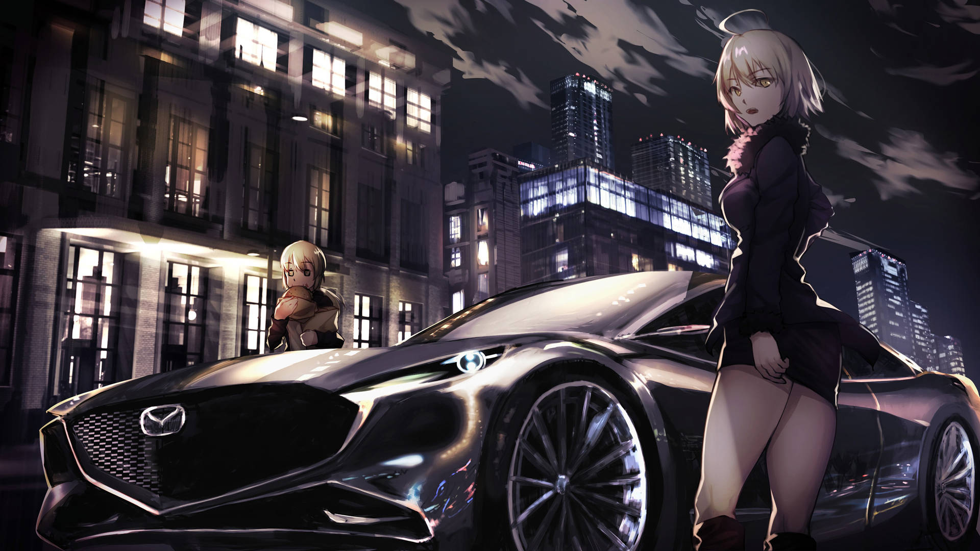 Δύο κορίτσια και ένα Mazda αυτοκίνητο anime Ταπετσαρία