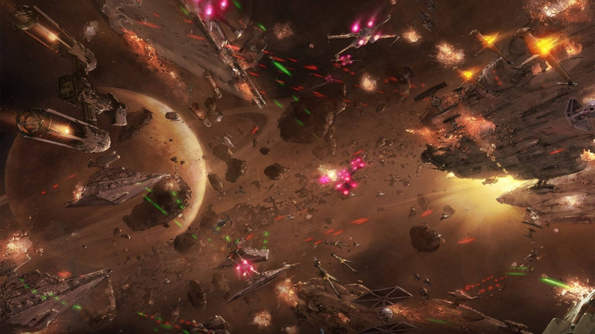 Ταπετσαρία Star Wars με μάχη διαστημόπλοιων στο διάστημα, σε άλλο πλανήτη — Star Wars Ταπετσαρία