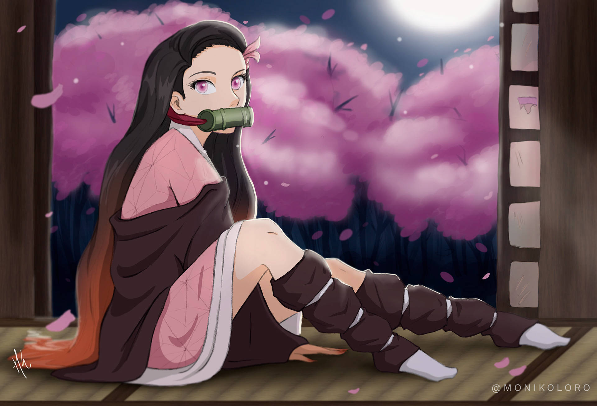 Εικονογράφηση Fan Art του Nezuko από το Demon Slayer Ταπετσαρία