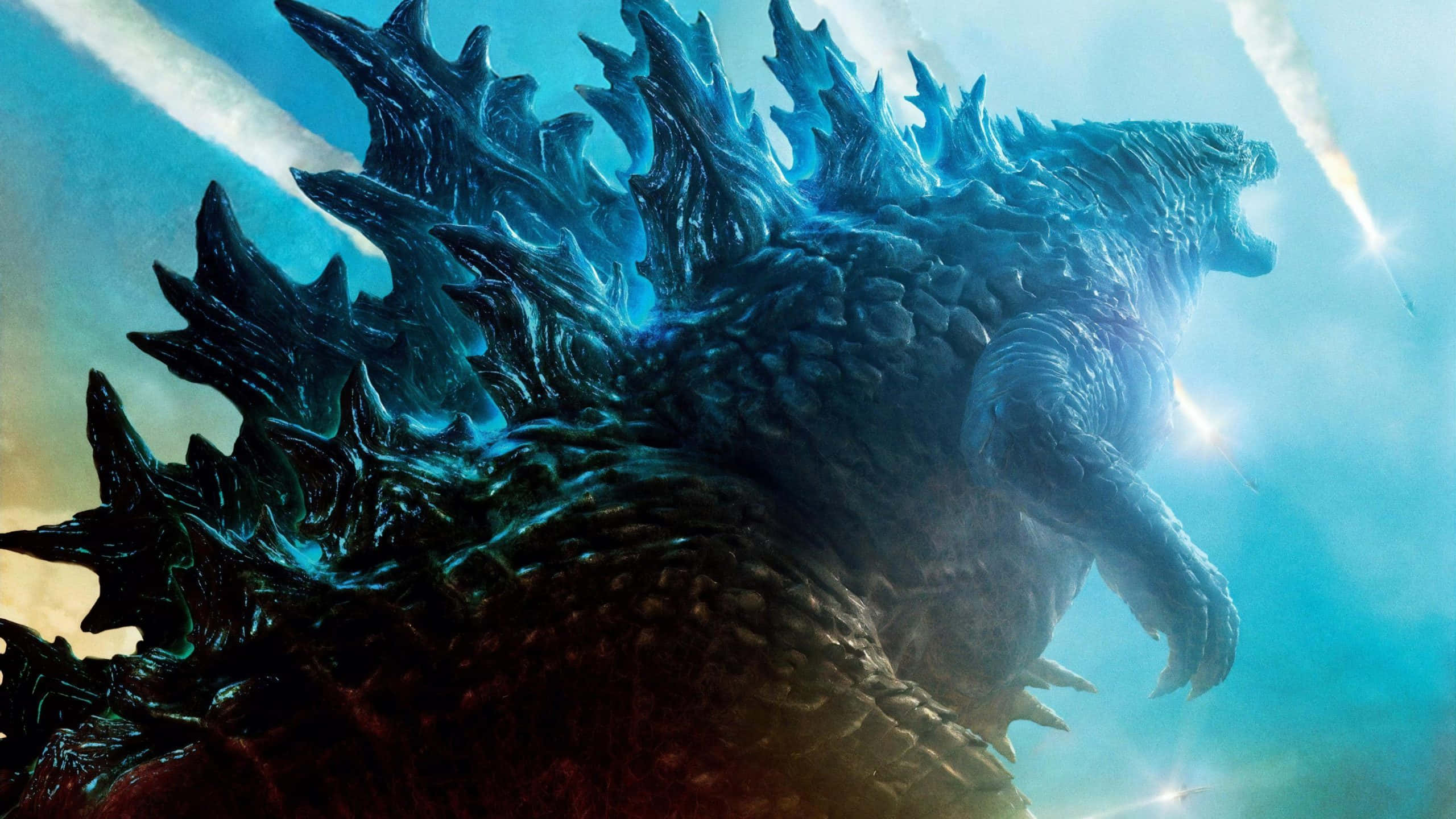 Εικόνα Godzilla με Μπλε Νέον Πυραύλους Ταπετσαρία