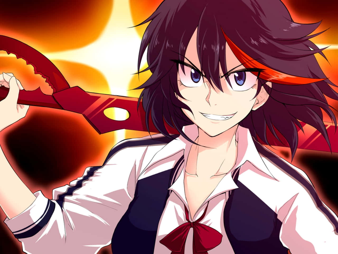 Εικόνα Kill La Kill με τη Ryuko να κρατά τη Λεπίδα Ψαλιδιού Ταπετσαρία