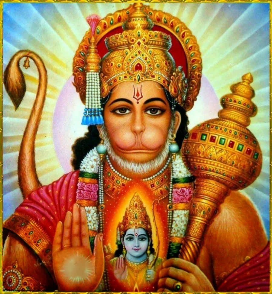 Εικόνα του Ινδουιστή Θεού Hanuman με Ρόπαλο Ταπετσαρία